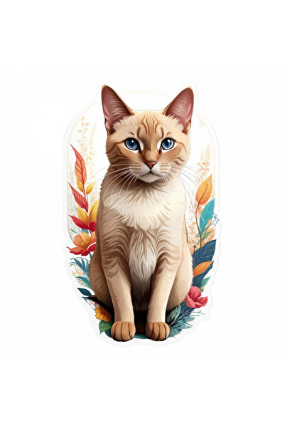 INOVATIX Set de 8 bucăți, autocolant pisică Tonkinese, INOVATIX®. 6 cm