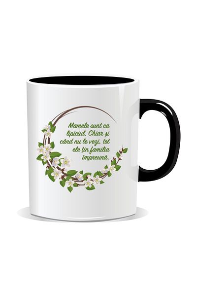OEM Personalized mug with March 8 messages for mothers, Mothers are like glue - Black interior