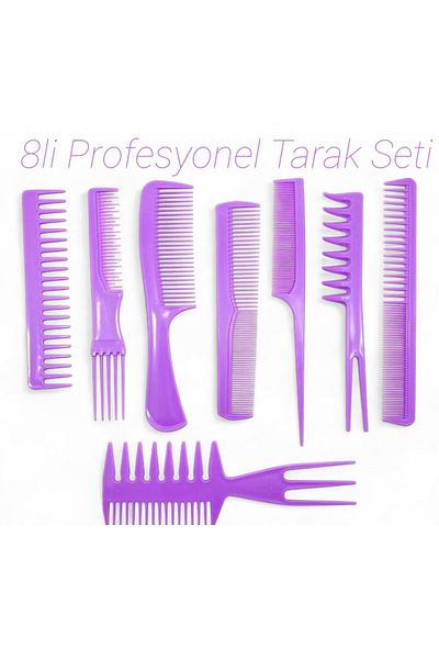 Floraglow 8-Piece Comb Set - Professional Hairdresser Type Combs |   Anti-Static Plastic Comb Set