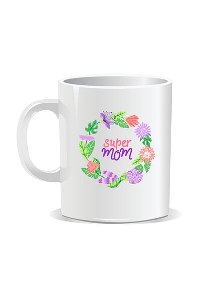 OEM Personalized mug with March 8 messages for mothers, Super Mom - White interior