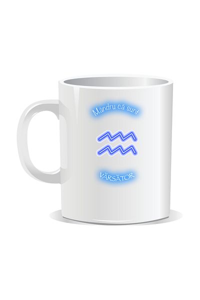 OEM Personalized zodiac mug, Neon with Aquarius - White interior