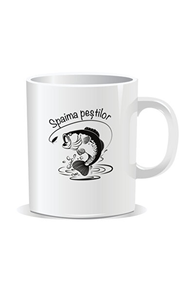 OEM Cana personalizata cu mesaj pentru pescari, Spaima pestilor - Interior alb