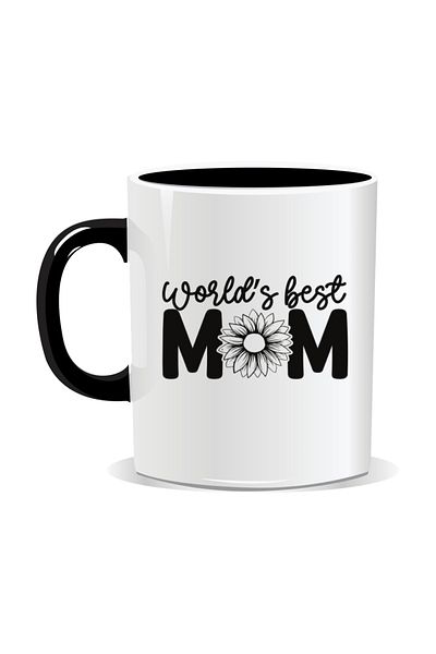 OEM Personalized mug with March 8 messages for mothers, World's Best Mom - Black interior
