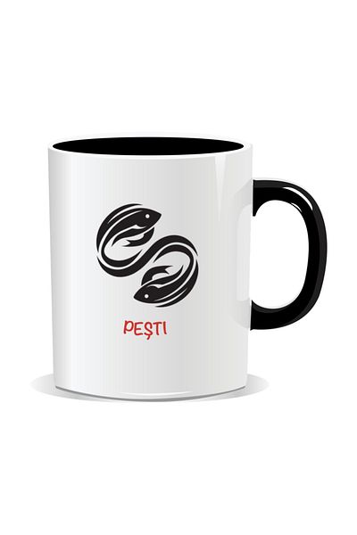 OEM Personalized mug with zodiac sign, Pisces - Black interior