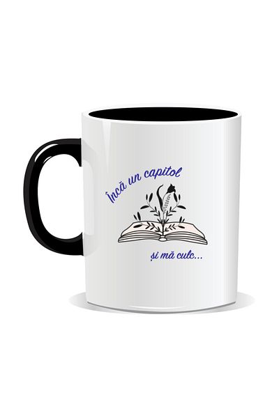 OEM Personalized mug with messages for nerds, One more chapter and I'm off to bed - Black interior