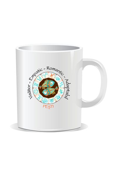 OEM Personalized mug with zodiac, Complete horoscope with Pisces - White interior