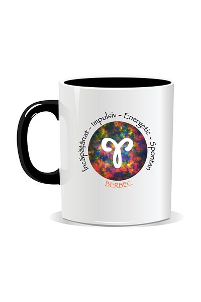 OEM Personalized mug with zodiac, Cosmos colored with Aries - Black interior