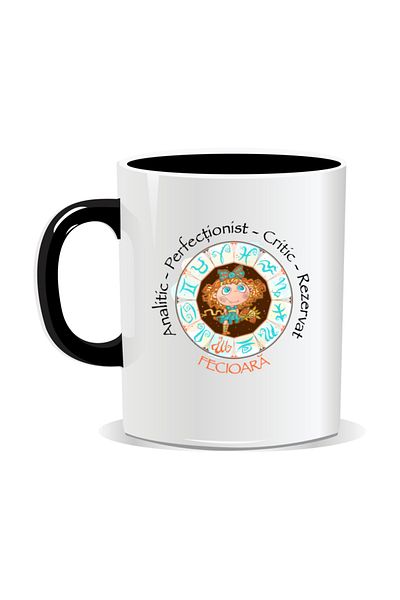 OEM Personalized mug with zodiac, Full horoscope with Virgo - Black interior