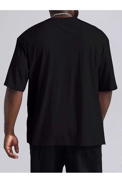 Boi Paris Striped T-shirt Shorts Combination Set 2 Piece - Black, Printed, Oversize, Crew Neck