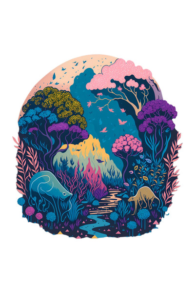 INOVATIX Set de 8 bucăți, autocolant peisaj junglă, INOVATIX®. 6 cm