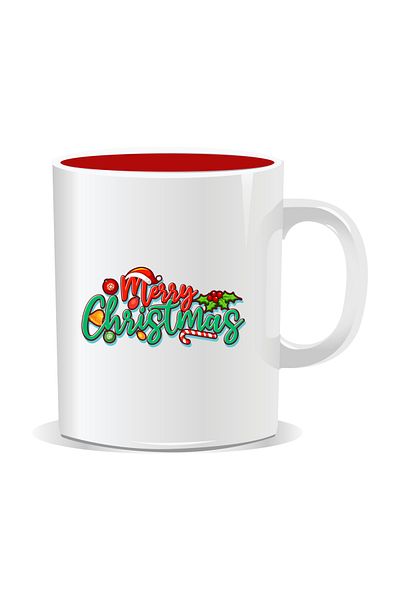 OEM Personalized Christmas mug, Merry Christmas - Red interior