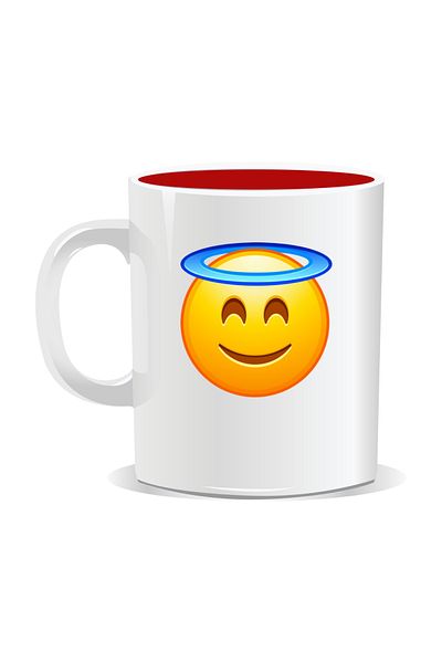 OEM Personalized mug with Emoji, Angel - Red interior