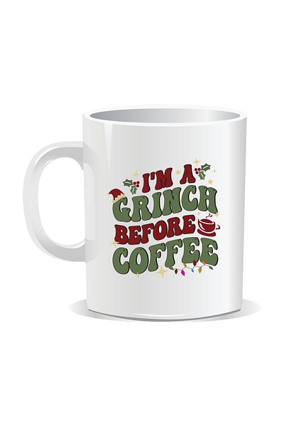OEM Personalized Christmas mug, I'm a Grinch before coffee - White interior