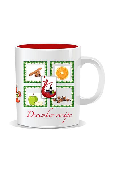 OEM Personalized Christmas mug, December recipe - Red interior