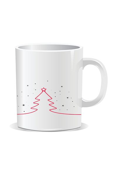 OEM Personalized Christmas mug, Subtle stylized Christmas tree - White interior