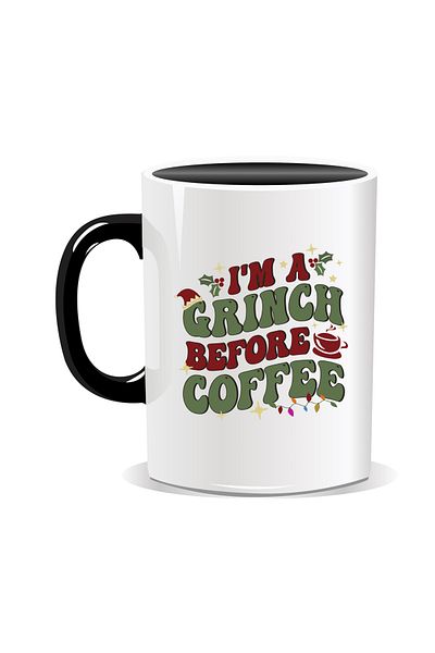 OEM Personalized Christmas mug, I'm a Grinch before coffee - Black interior