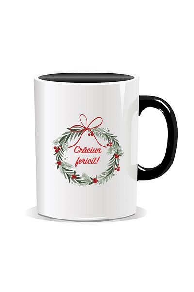 OEM Personalized Christmas Mug, Merry Christmas, Ho Ho Ho - Black Interior