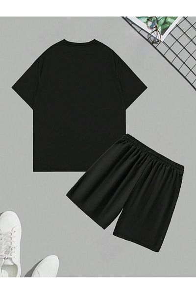Boi Best T-Shirt Shorts - Black Shorts T-Shirt Top and Bottom Set Printed Crew Neck