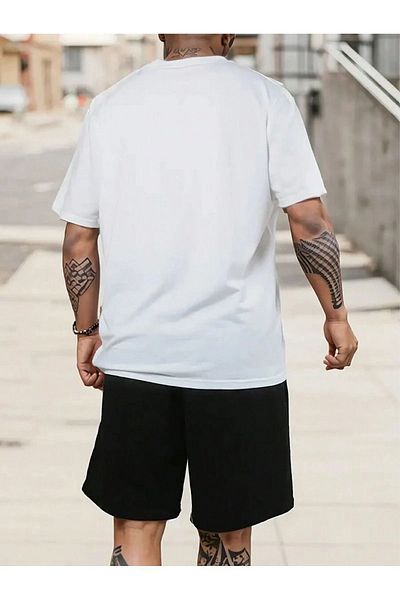 Boi Classic 79 T-Shirt Shorts - White with Black Shorts T-Shirt Top and Bottom Set Printed Crew Neck