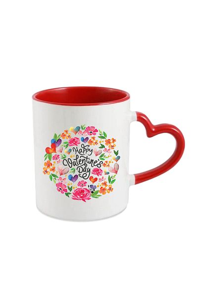 OEM Personalized mug for Valentines Day, Happy Valentines Day floral