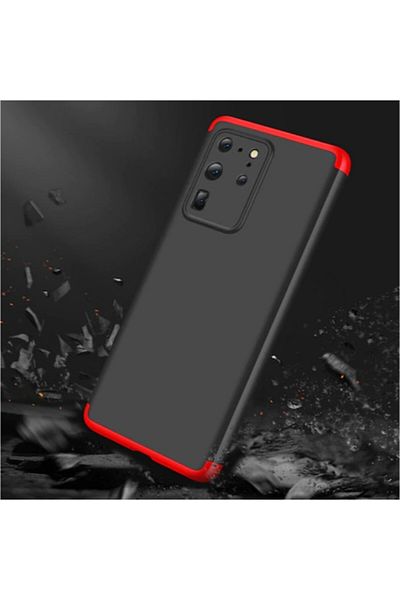 OEM Carcasă Samsung Galaxy S20, Full Body 360° 3 în 1, Negru-Roșu
