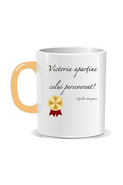 OEM Personalized mug with inspirational message, Victory belongs to the persevering
