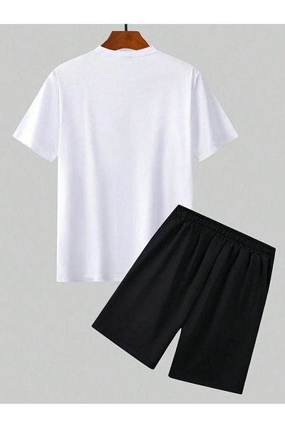 Boi Its Ok T-Shirt Shorts - White with Black Shorts T-Shirt Top and Bottom Set Printed Crew Neck