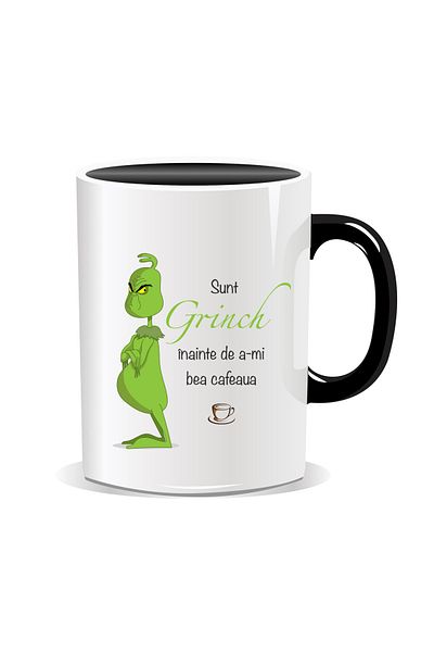 OEM Personalized Christmas mug, I'm the Grinch before I drink my coffee - Black interior