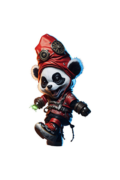 INOVATIX Set de 8 piese, autocolant panda steampunk, INOVATIX®. 6 cm