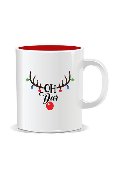 OEM Personalized Christmas mug, Oh Deer - Red interior
