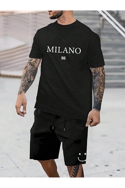 Boi Best T-Shirt Shorts - Black Shorts T-Shirt Top and Bottom Set Printed Crew Neck