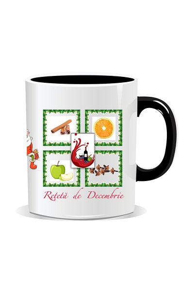 OEM Personalized Christmas Mug, December Recipe - Black Interior