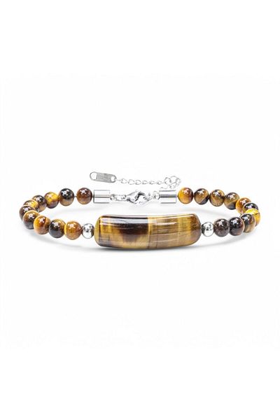 AKSESUARIM Tiger Eye Stone Steel Bracelet