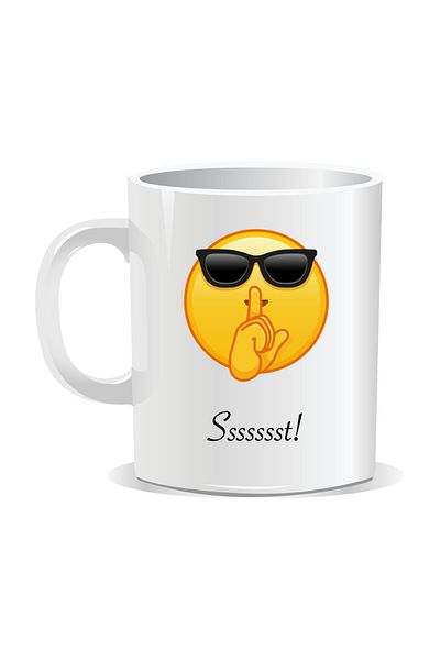 OEM Personalized Emoji Mug, Quiet!, Shh! - White Interior