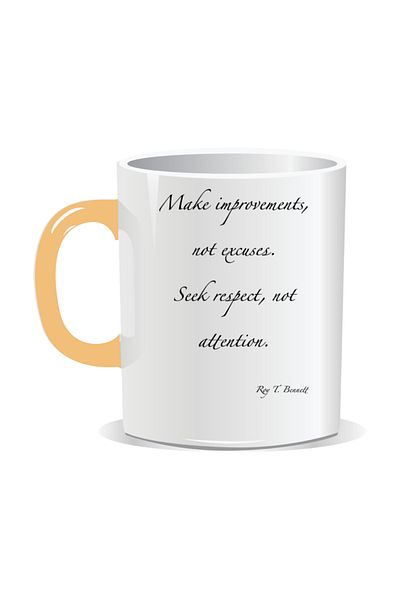 OEM Personalized mug with inspirational message, Make improvements, not excuses.