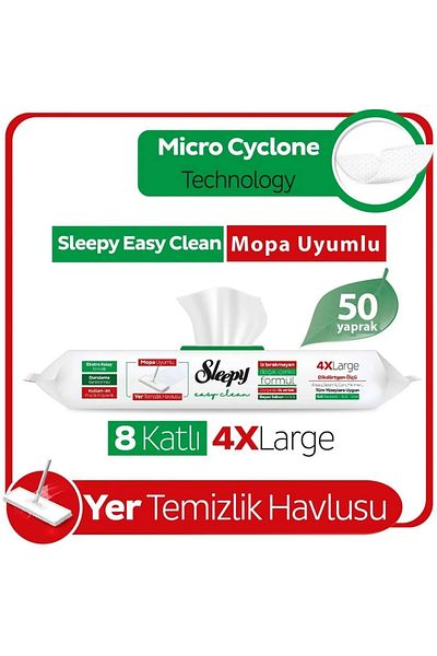 SAVA HOME COLLECTİON Sleepy Floor Cleaning Towel Mop Compatible 50 Pieces White Soap