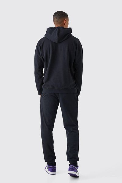 Boi California La Div Tracksuit - Black Printed Suit Jogger Sweatshirt Rubber Leg Hooded