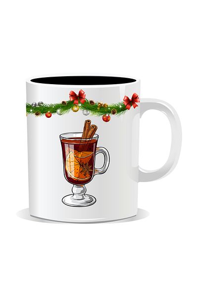 OEM Personalized Christmas mug, Tinsel and mulled wine - Black interior