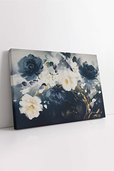 KOSS Dijital Pictură decorativă pe pânză cu flori albe, pictură pe pânză cu f...