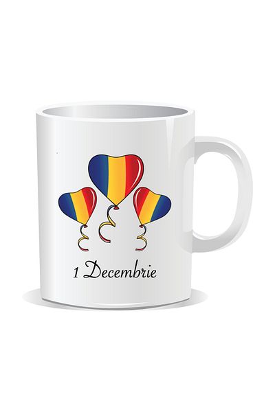 OEM Personalized mug for December 1st, Balloons with flag - White interior
