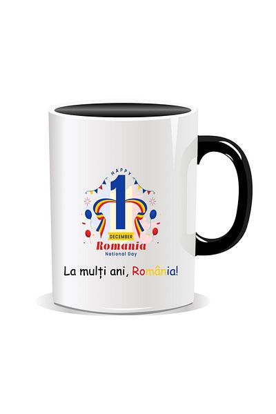 OEM Personalized mug for December 1st, Happy Birthday Romania - Black interior