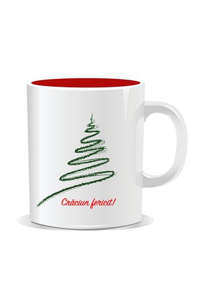 OEM Personalized Christmas mug, Christmas Tree - Red interior