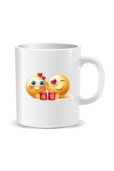 OEM Personalized Emoji Mug, Lovers - White Interior