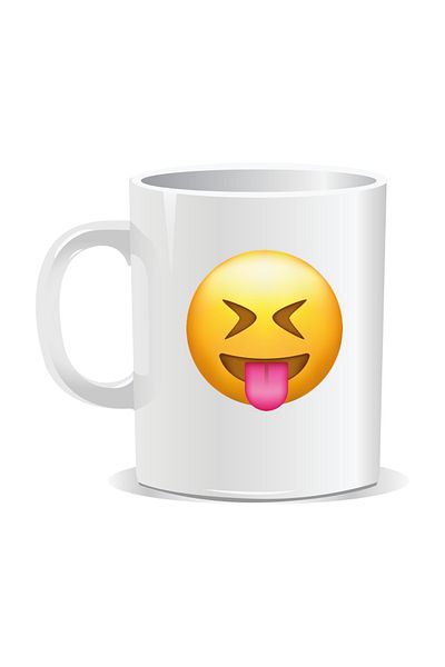 OEM Personalized mug with Emoji, Sticking out tongue - White interior