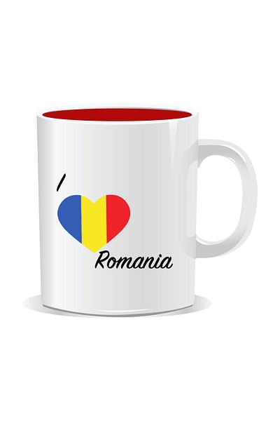 OEM Personalized mug for December 1st, I love Romania - All red