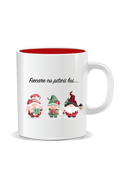 OEM Personalized Christmas mug, Each with its own elves - Red interior