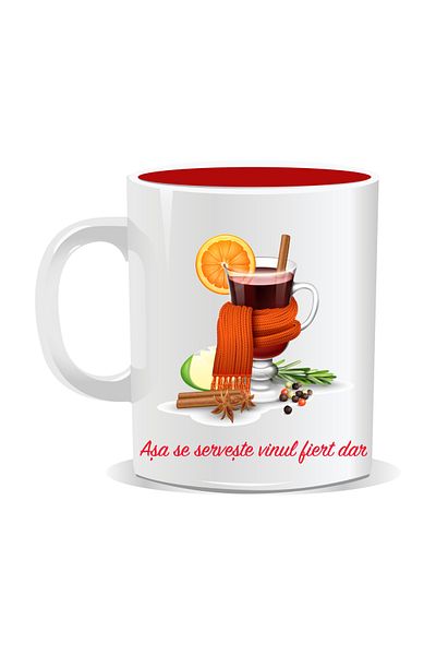 OEM Personalized Christmas mug, Mulled wine, The wine tastes better in this mug - Red interior