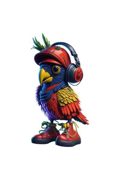 INOVATIX Set de 8 piese, autocolant Papagal cu cizme, INOVATIX®. 6 cm