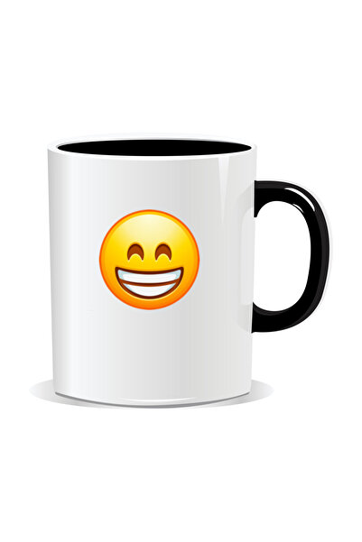 OEM Personalized mug with laughing Emoji, Happiness is written on the face