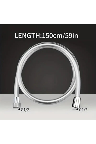 Alper Banyo 150 cm Silver Yüksek Basınçlı Duş Hortumu – Paslanmaz, PVC, Esnek ve Sızdırmaz Banyo Hortumu